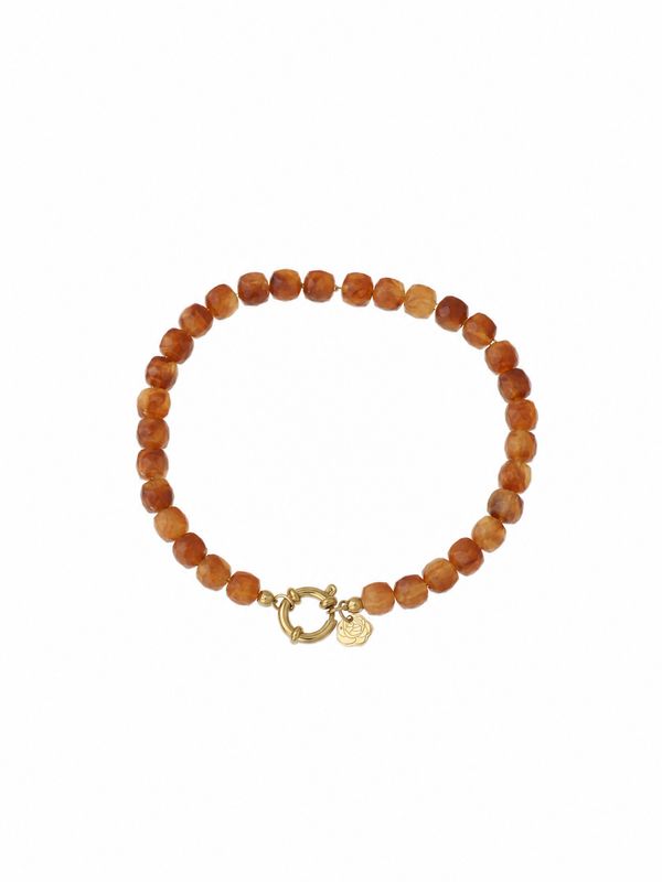 Rose & Camellia kralen armband small light brown 1433-2c