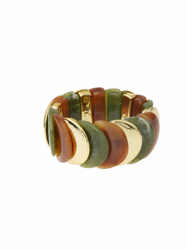 Rose & Camellia kralen armband ovaal brown green 1143-3b