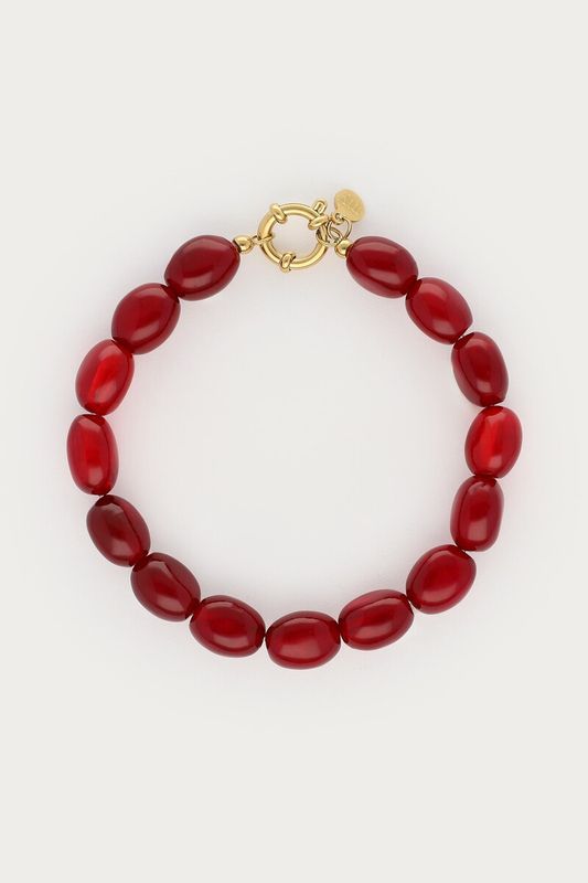 My Jewellery Bracelet elastic lock burgundy bead Gold MJ16871