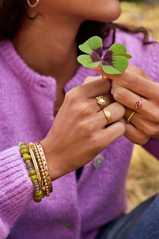 My Jewellery Bracelet elastic green beads Gold MJ16870