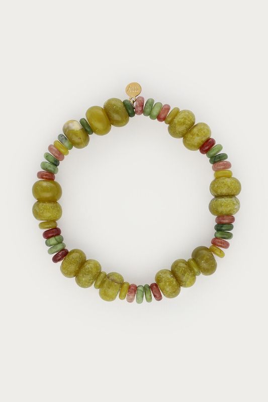My Jewellery Bracelet elastic green beads Gold MJ16870