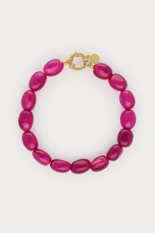My Jewellery Bracelet elastic lock pink beads Gold MJ16869