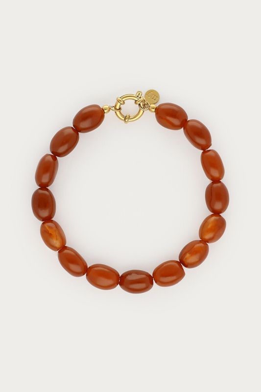 My Jewellery Bracelet elastic lock brown beads Gold MJ16867