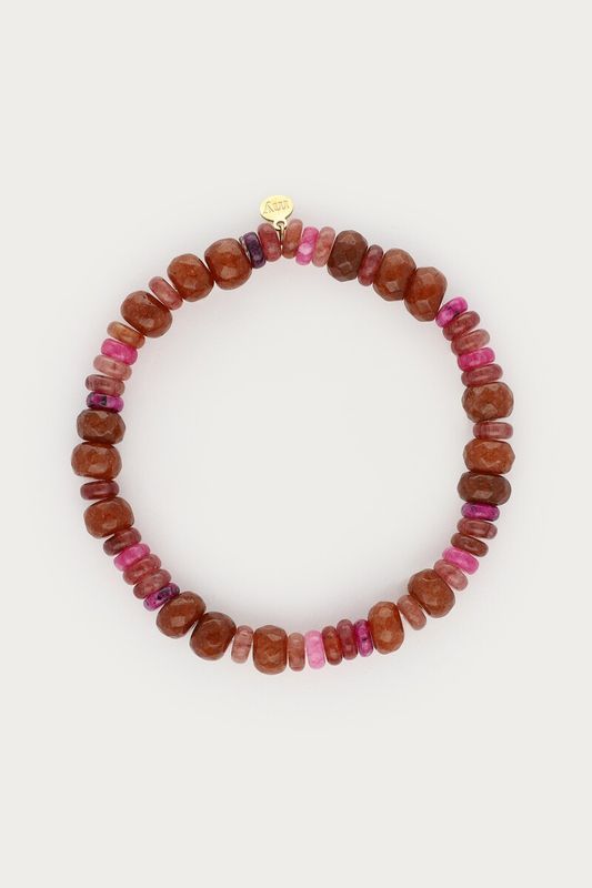 My Jewellery Bracelet elastic brown beads Gold MJ16866