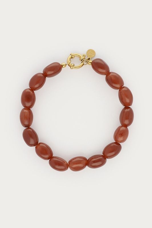 My Jewellery Bracelet elastic lock taupe beads Gold MJ16865