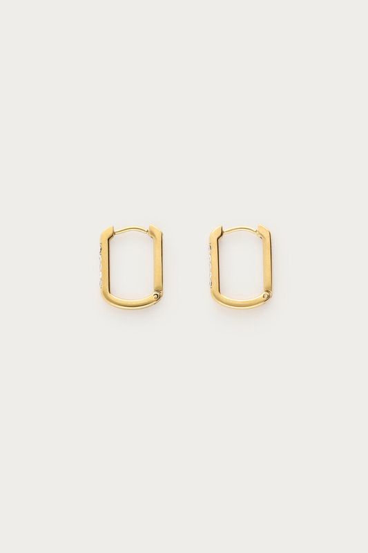 My Jewellery Earring square strass hoop mini Gold MJ14606
