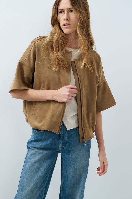 YaYa Oversized suede jasje OTTER BROWN 02-009081-608