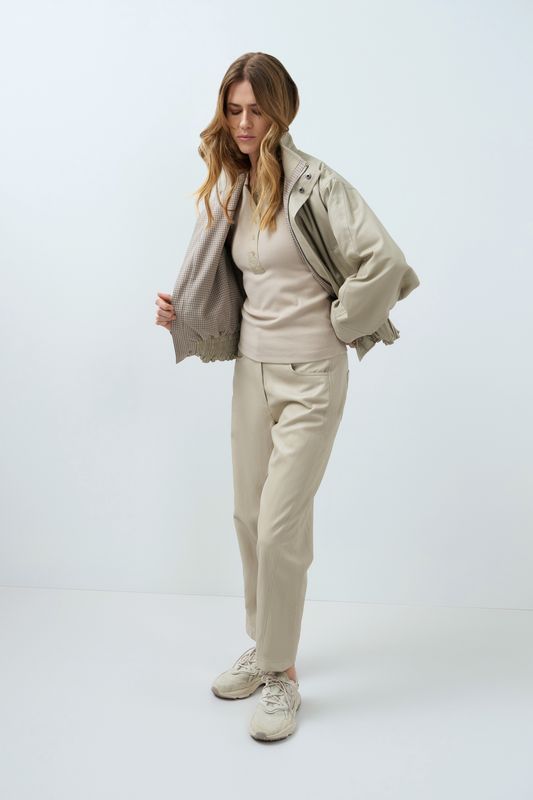 YaYa Kunstleren broek met wortelmod PURE CASHMERE GREY 01-309289-608
