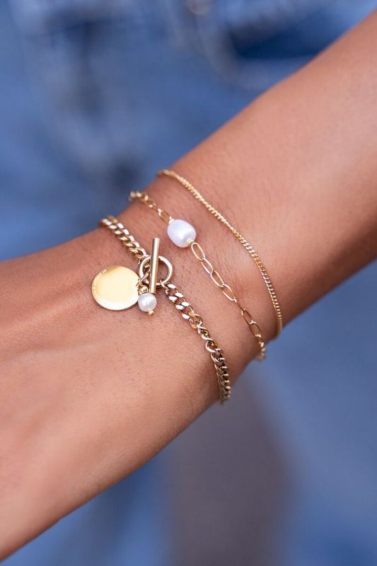 My Jewellery Bracelet with pearl bead goud MJ09247
