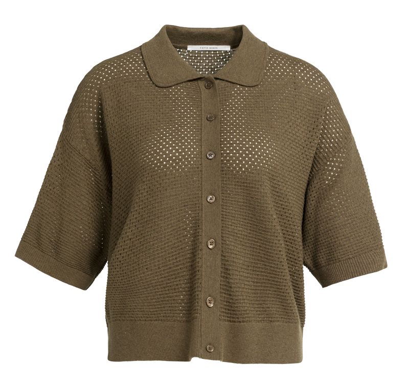 YaYa vest met korte mouwen en mesh TEAK BROWN MELANGE 01-010169-608