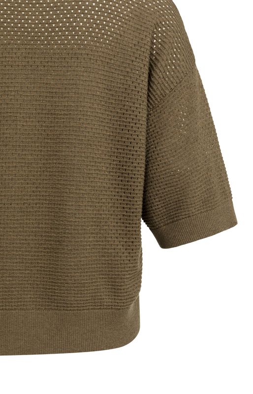 YaYa vest met korte mouwen en mesh TEAK BROWN MELANGE 01-010169-608