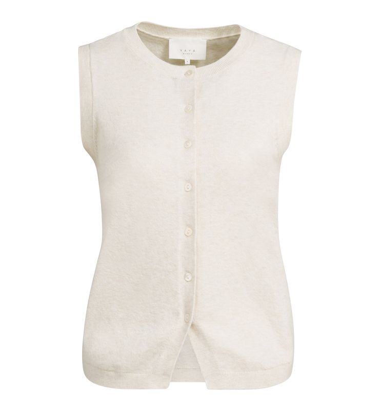 YaYa Gebreide spencer met knopen OFF WHITE MELANGE 01-010170-608