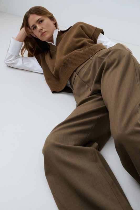 YaYa Geweven broek met rechte pijpe TEAK BROWN 01-301275-608