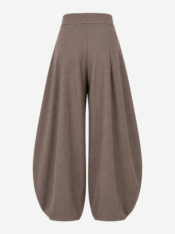 Ambika Pantalon met plooi Kiekel coffee plaid Kiekel