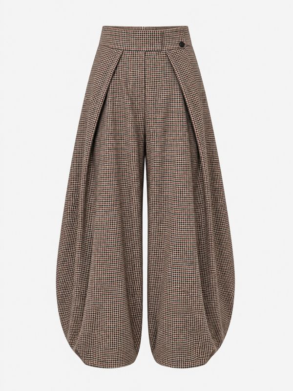 Ambika Pantalon met plooi Kiekel red plaid Kiekel