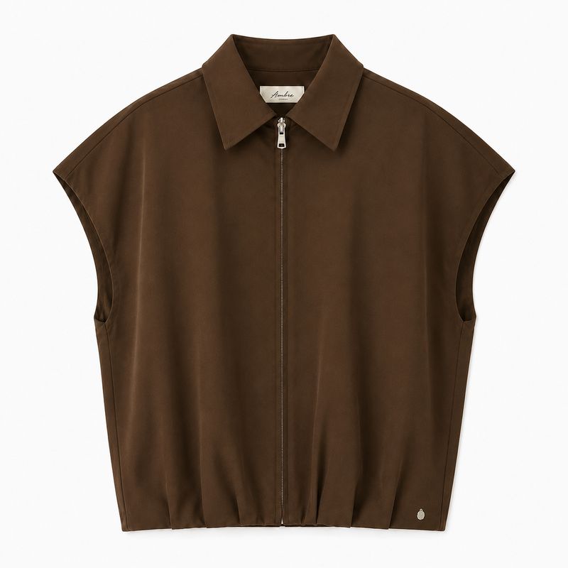 Ambika Gilet met kraag Alies coffee Alies