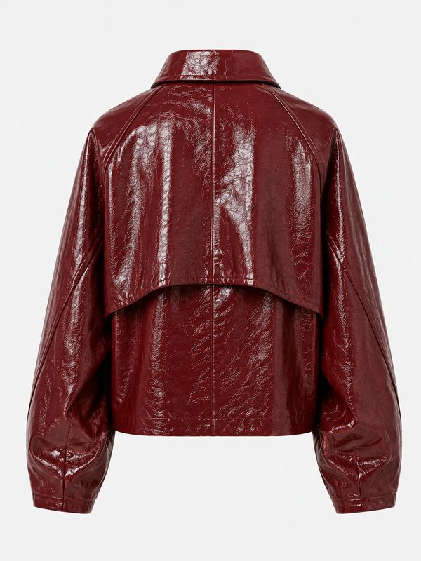 Ambika PU Jacket Wine Red Gulcan