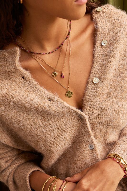 My Jewellery Necklace 5 strass pearl Gold MJ16837
