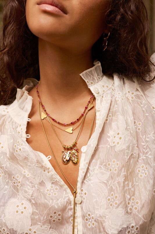 My Jewellery Necklace mini beads pink Gold MJ16844