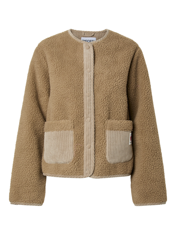 Pieces PCANASTACIA TEDDY JACKET BC Greige/Corduroy 17166076