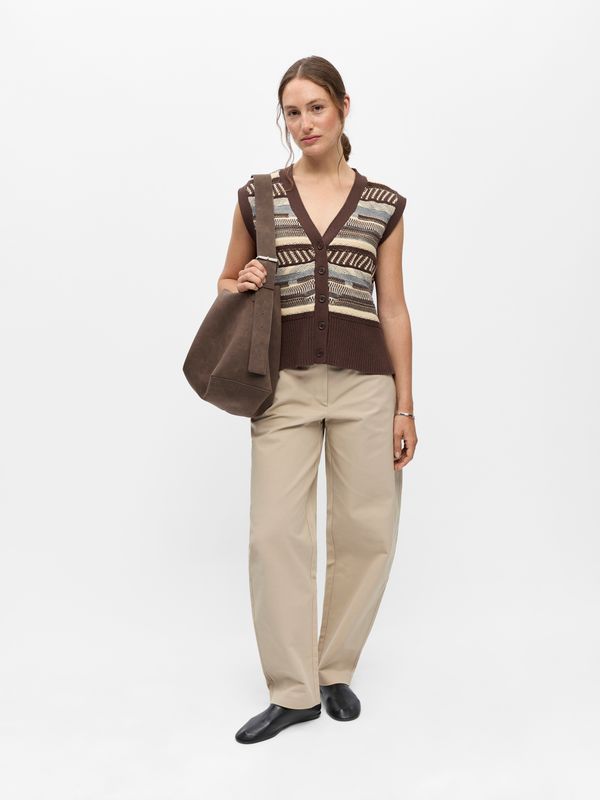 Object OBJINNIA S/L LO KNIT VEST 147 Seal Brown/Mgm + macademia 23050039