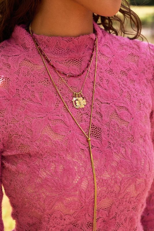 My Jewellery Necklace mini beads burgundy Gold MJ16846