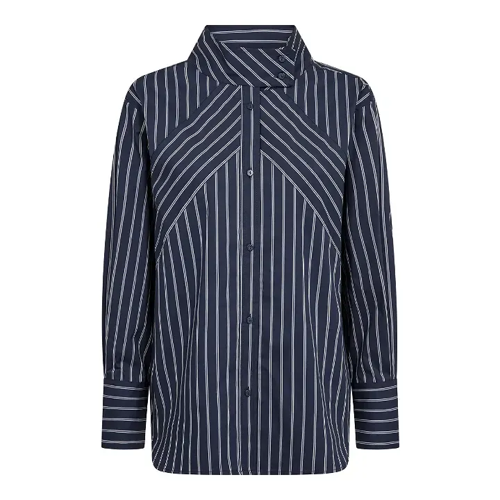 Co'couture SomoCC stripe funnel neck shirt navy 500372