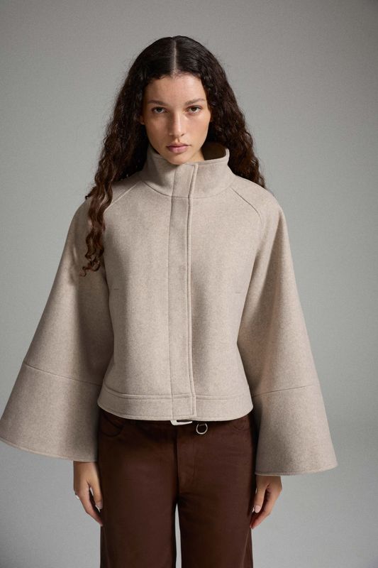 Vila VIZIKKO HIGH NECK L/S JACKET/BFS Natural Melange 14118185