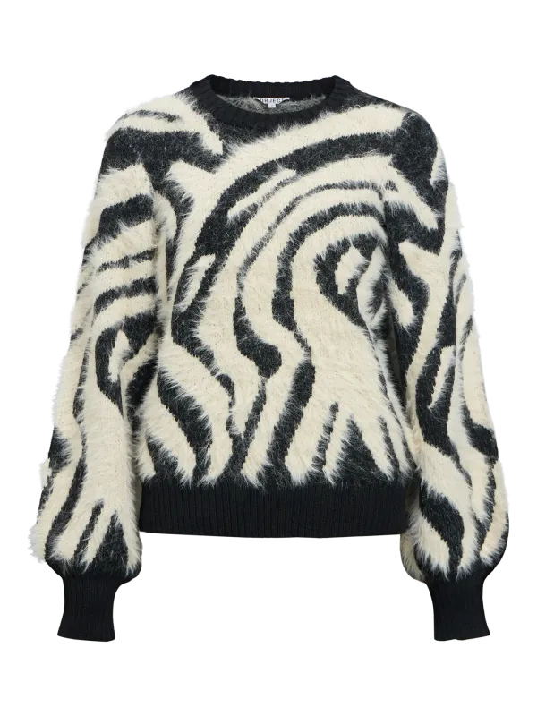 Object OBJHOLLOW L/S RE KNIT PULLOVER NOOS Birch/Zebra 23047266