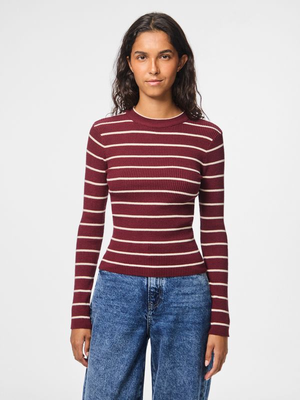 Pieces PCMIRA NEW LS O-NECK KNIT NOOS BC Tawny Port/BIRCH NARROW 17158955
