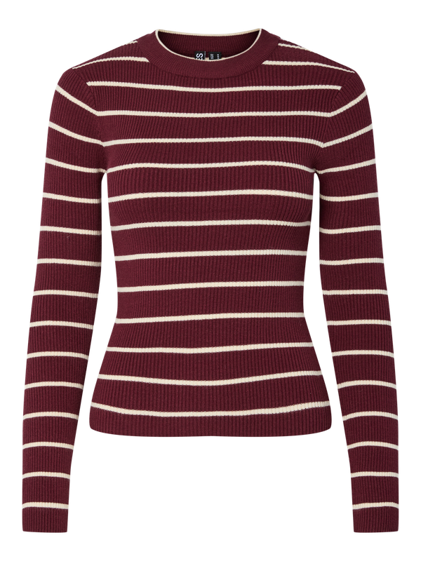 Pieces PCMIRA NEW LS O-NECK KNIT NOOS BC Tawny Port/BIRCH NARROW 17158955