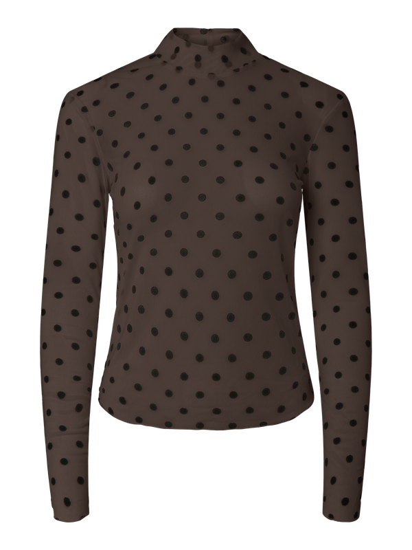 Pieces PCJESHI LS HIGH NECK TOP JRS BC Hot Fudge/Dots 17159223