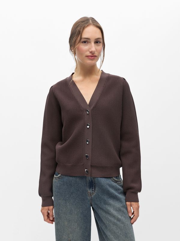 Object OBJORANA L/S RE KNIT CARDIGAN 146 Seal Brown 23049682