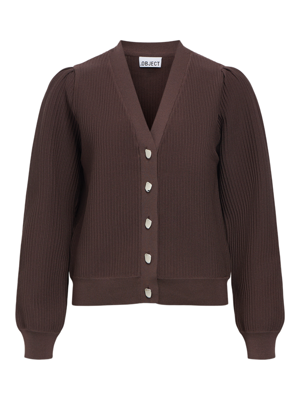 Object OBJORANA L/S RE KNIT CARDIGAN 146 Seal Brown 23049682