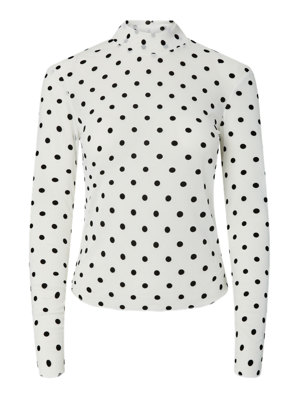 Pieces PCJESHI LS HIGH NECK TOP JRS BC Cloud Dancer/Dots 17159223