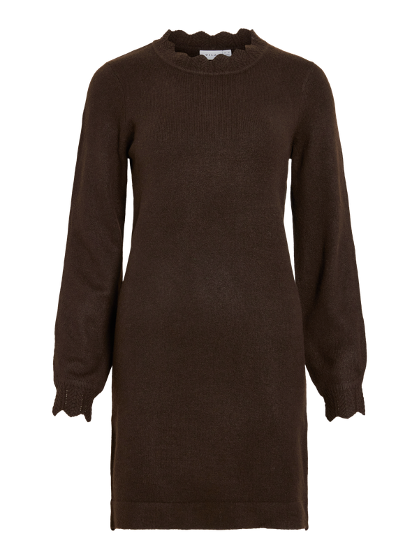 Vila VINIKOLINA O-NECK L/S KNIT DRESS - : Coffee Bean/MELANGE 14118778