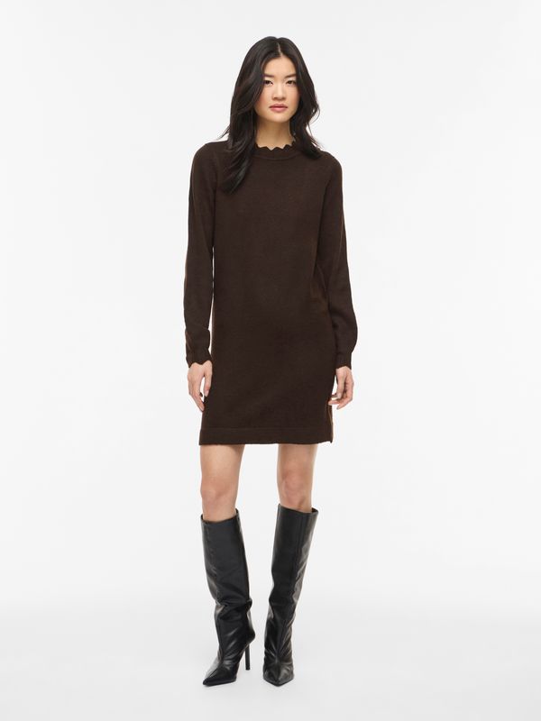 Vila VINIKOLINA O-NECK L/S KNIT DRESS - : Coffee Bean/MELANGE 14118778
