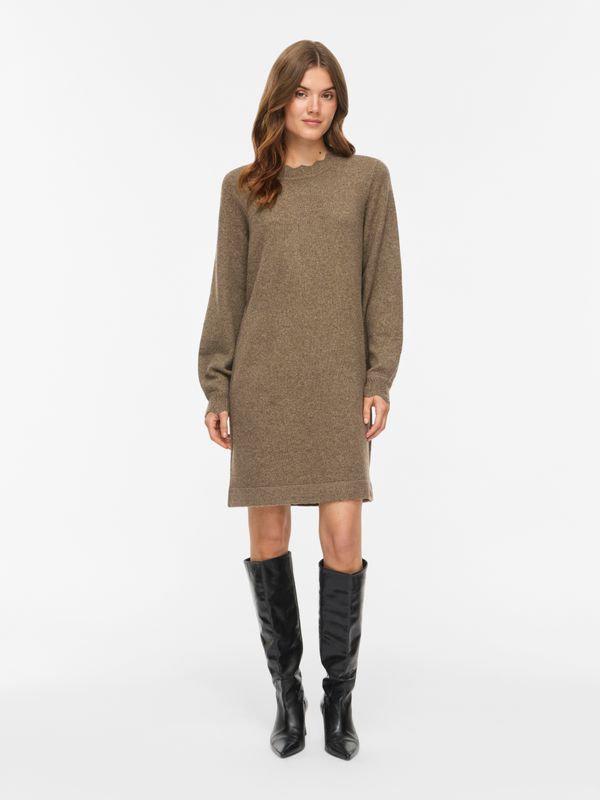 Vila VINIKOLINA O-NECK L/S KNIT DRESS - : Falcon/MELANGE 14118778