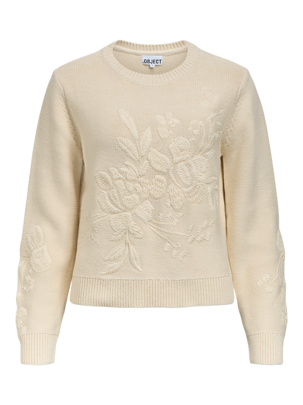 Object OBJLOONA L/S RE KNIT PULLOVER 146 Birch/White 23049609