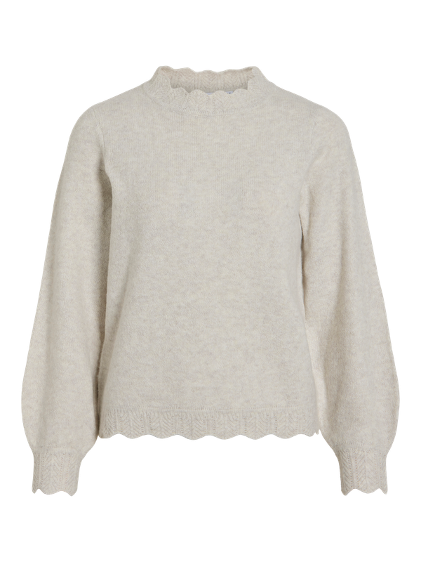 Vila VINIKOLINA O-NECK L/S KNIT TOP - NO: Super Light Natural Melan 14106419