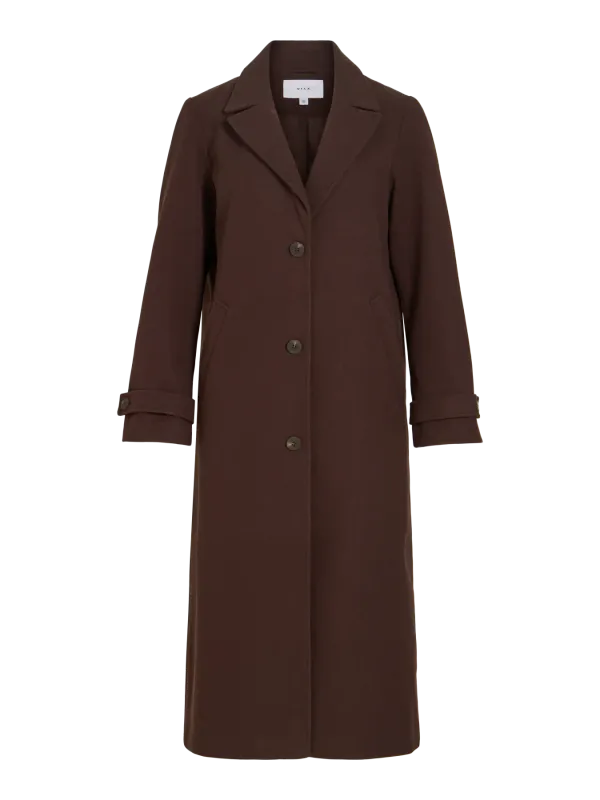Vila VIFEMKE L/S BUTTON LONG COAT - NOOS Coffee Bean 14115074