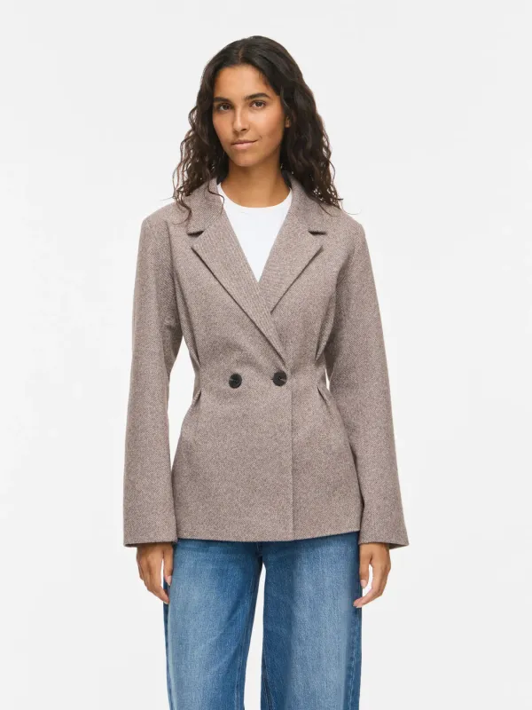 Vila VISOLENE L/S WAIST JACKET/BFS/SPI Coffee Bean/W. BIRCH 14118241