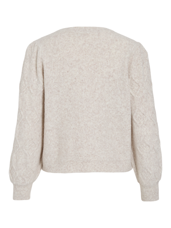 Vila VICLEO O-NECK L/S CABLE KNIT CARDIG: Super Light Natural Melan 14117418