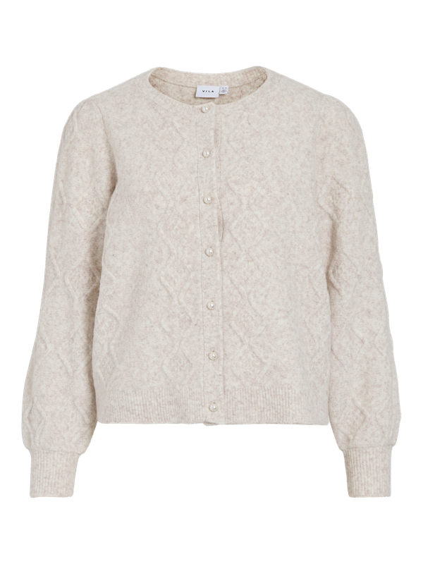 Vila VICLEO O-NECK L/S CABLE KNIT CARDIG: Super Light Natural Melan 14117418
