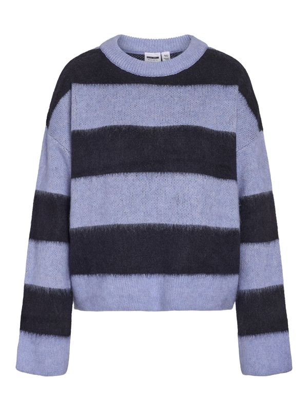 Noisy May NMSOFF L/S O-NECK KNIT NOOS Hydrangea/NAVY BLAZER 27037966