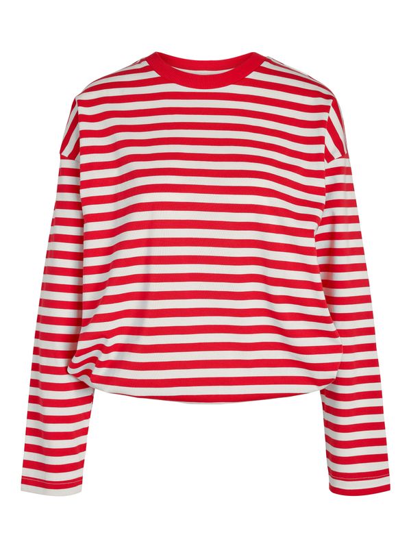 Noisy May NMEMBER L/S O-NECK STRIPED STRING T: Racing Red/BRIGHT WHITE 27039815