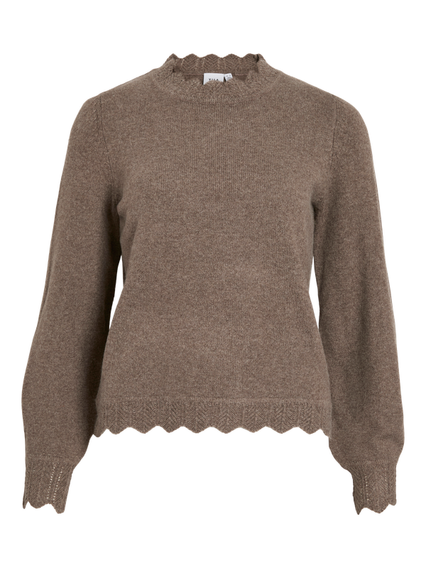 Vila VINIKOLINA O-NECK L/S KNIT TOP - NO: Falcon/MELANGE 14106419
