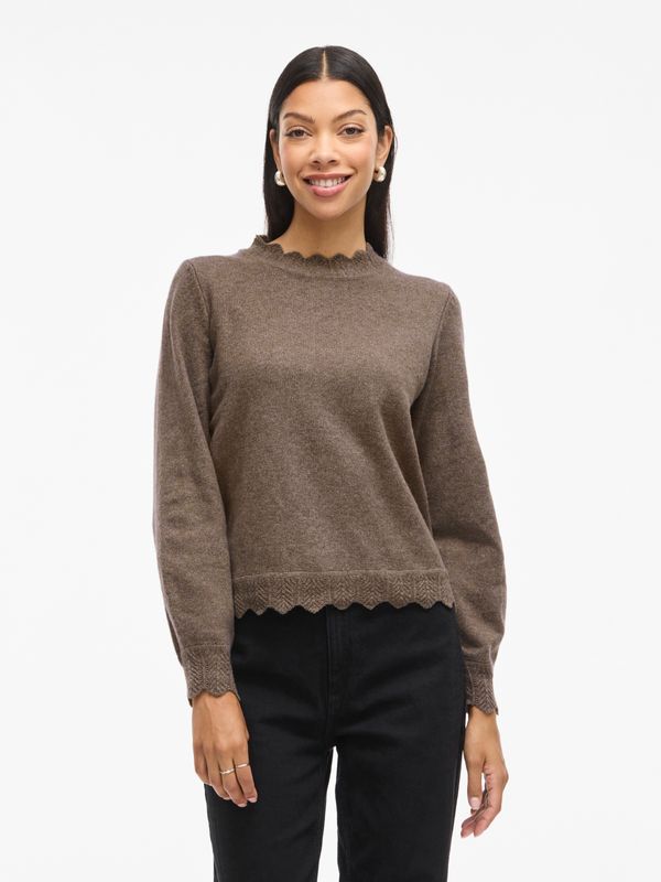 Vila VINIKOLINA O-NECK L/S KNIT TOP - NO: Falcon/MELANGE 14106419