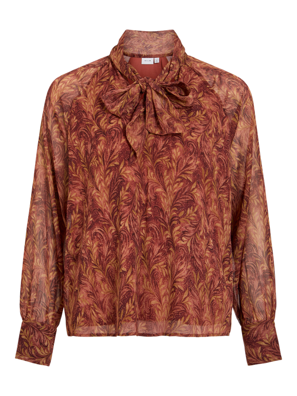 Vila VIRELARA IPA V-NECK LS GLITTER TOP Marsala/MULTI COLOR 14118523