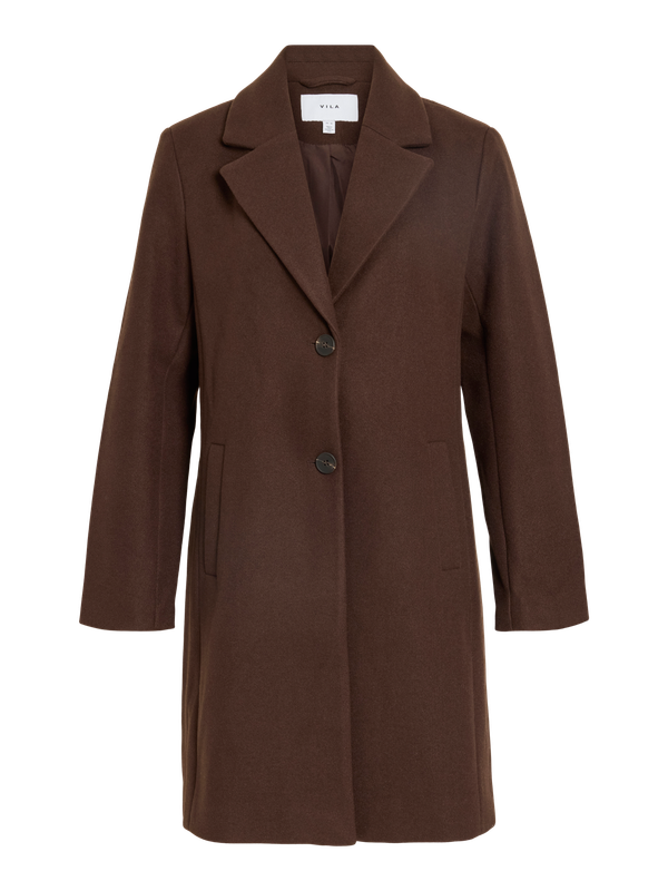 Vila VICLAUDIA BUTTON COAT - NOOS Coffee Bean 14094900
